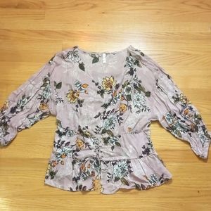 Lavender floral peasant blouse